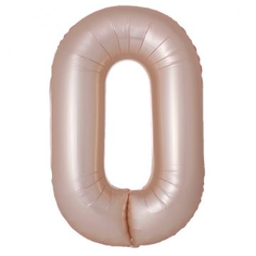 Шар-цифра, фольга, Латте матовый, сатин, Slim, «Цифра 0», 102 см