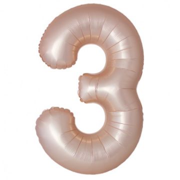 Шар-цифра, фольга, Латте матовый, сатин, Slim, «Цифра 3», 102 см