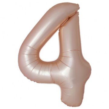 Шар-цифра, фольга, Латте матовый, сатин, Slim, «Цифра 4», 102 см