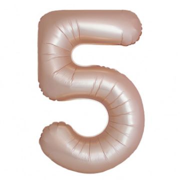 Шар-цифра, фольга, Латте матовый, сатин, Slim, «Цифра 5», 102 см