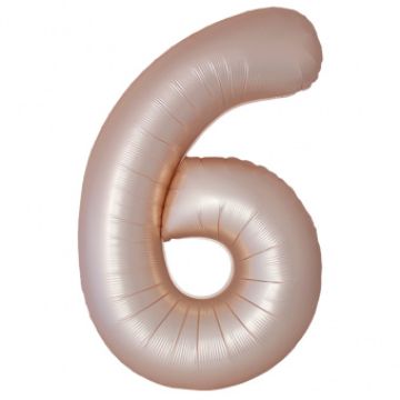 Шар-цифра, фольга, Латте матовый, сатин, Slim, «Цифра 6», 102 см