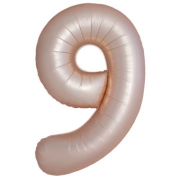 Шар-цифра, фольга, Латте матовый, сатин, Slim, «Цифра 9», 102 см