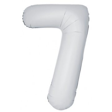 Шар-цифра, фольга, Белый матовый, Slim, «Цифра 7», 102 см