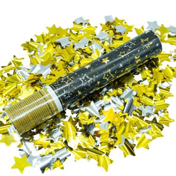 Пневмохлопушка 30 см Звезды золото/серебро