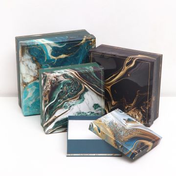 Коробка «Мрамор» 15*5,5 квадрат в ассортименте