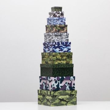 Коробка 25*13 «Милитари» квадрат в ассортименте