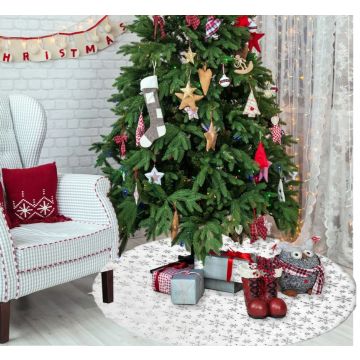 Новогодняя юбка-коврик со звездочками под ёлку, украшение, диаметр 85см