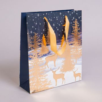 Пакет подарочный 23х27х8 см лам.матовый НГ глиттер, фольга