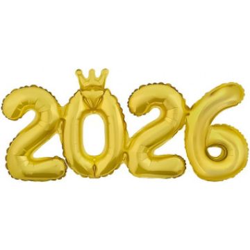 Шары-цифры, фольга, НГ «2026», золото, высота 41 см