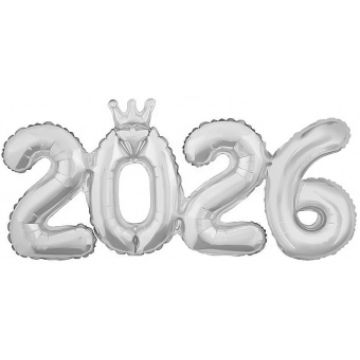 Шары-цифры, фольга, НГ «2026», серебро, высота 41 см