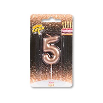 Свеча - цифра «Золото розовое 5», 4,5 см