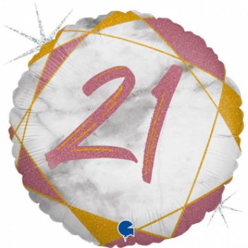 Круг 46 см, «Цифра 21», мрамор золото розовое