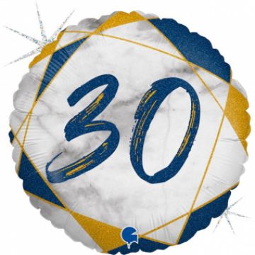 Круг 46 см, «Цифра 30», мрамор синий