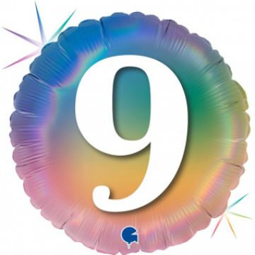Круг 46 см, «Цифра 9 радужный, голография»