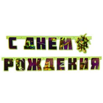 Гирлянда-буквы «С Днем Рождения. Черепашки Ниндзя», 2.06 м