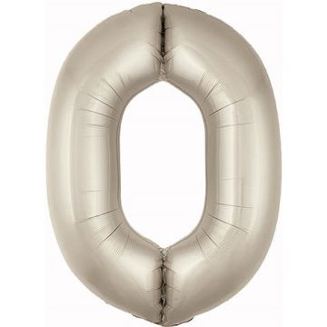 Шар 102 см Цифра, 0 Slim, Кремовый, Сатин