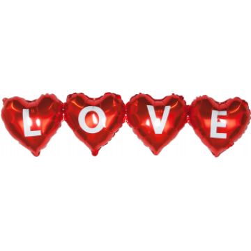 Гирлянда-шары, фольга, «Сердце. LOVE». красный, 39